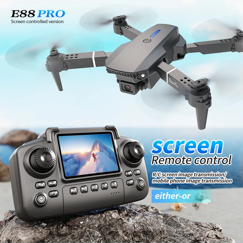 Smart Home Camera - Profesjonalny dron E88 PRO z ekranem,