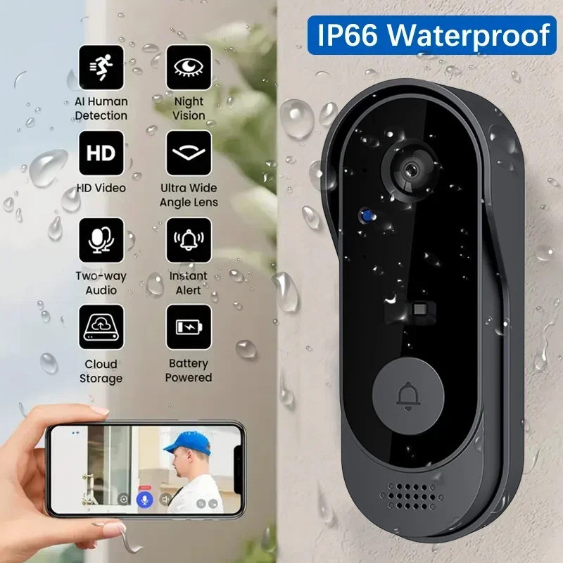 Smart Home Battery Camera - Wideo HD Bezprzewodowy Wodoodporny Dzwonek do