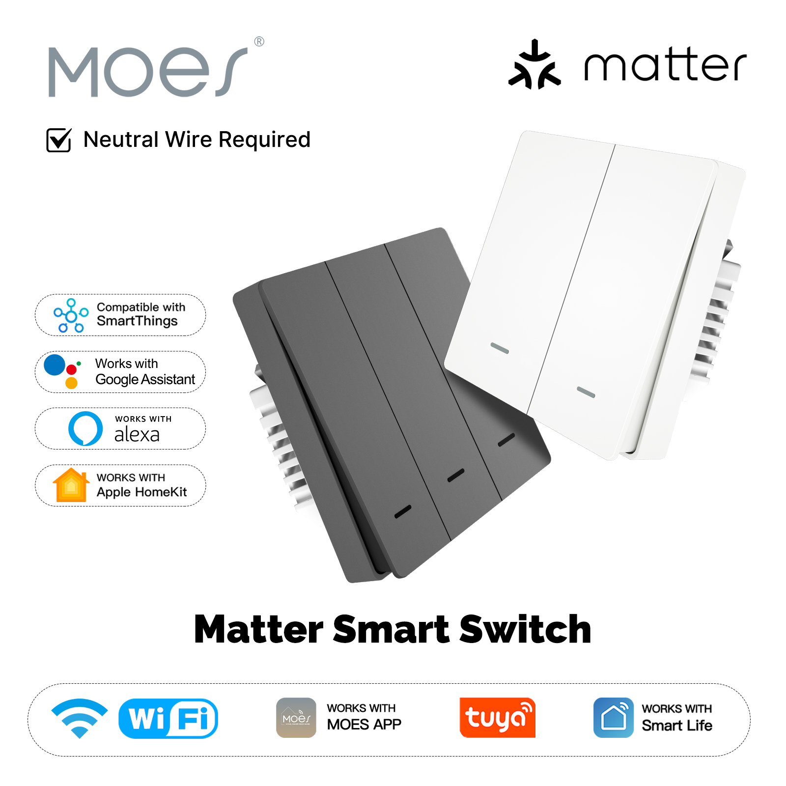 Smart Home Web - MOES Matter Tuya WiFi inteligentny przełącznik
