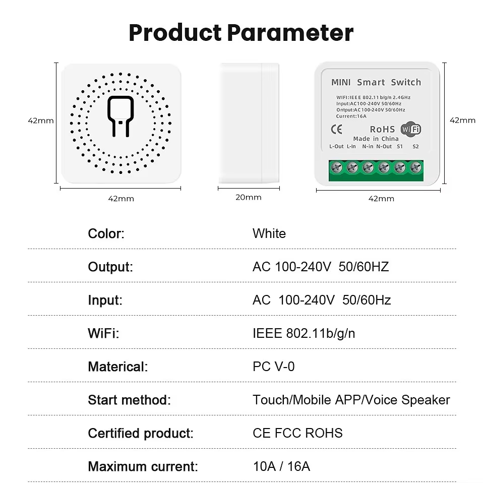 Mini przełącznik WiFi 16A, apl – Smart Home Simple recenzja i cena
